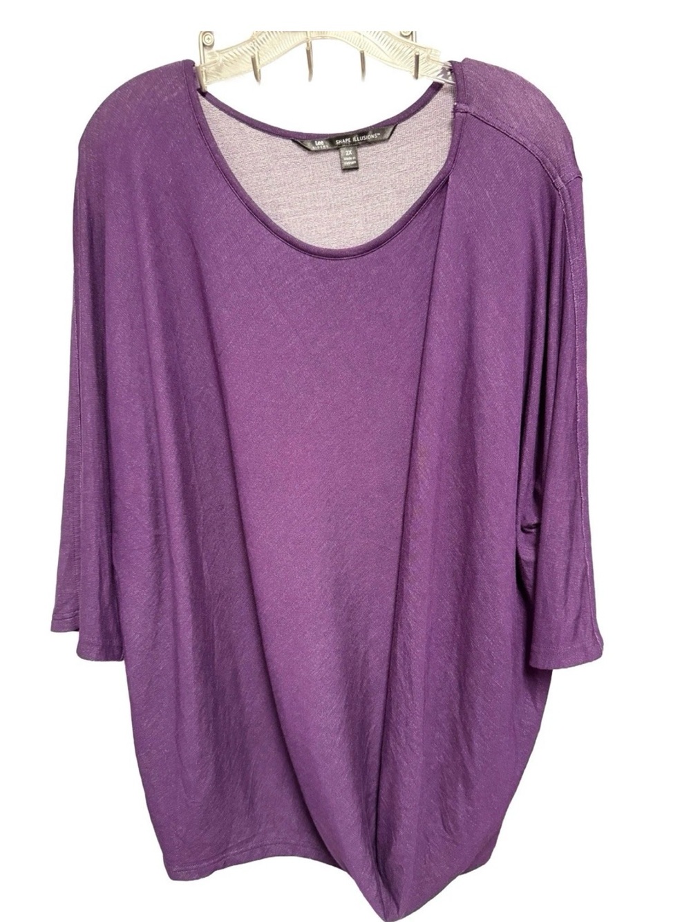 Lee Riders Women's 2X Purple Shape Illusions  Draped Style Tunic cottagecore